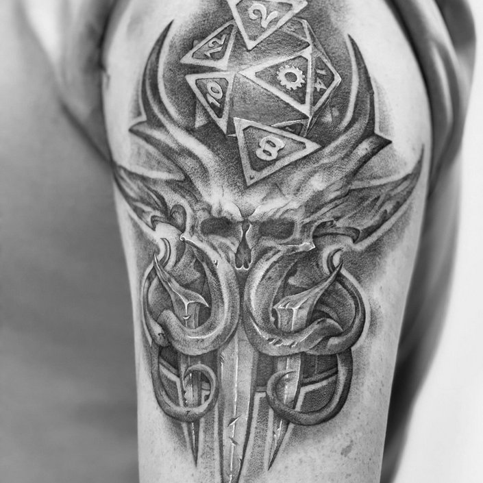 Mal ein ganz anderes Motiv, eine Mischung aus #baldursgate3 und #dnd 🎲 

Danke für dein Vertrauen! 

#fresh tattoo!
...